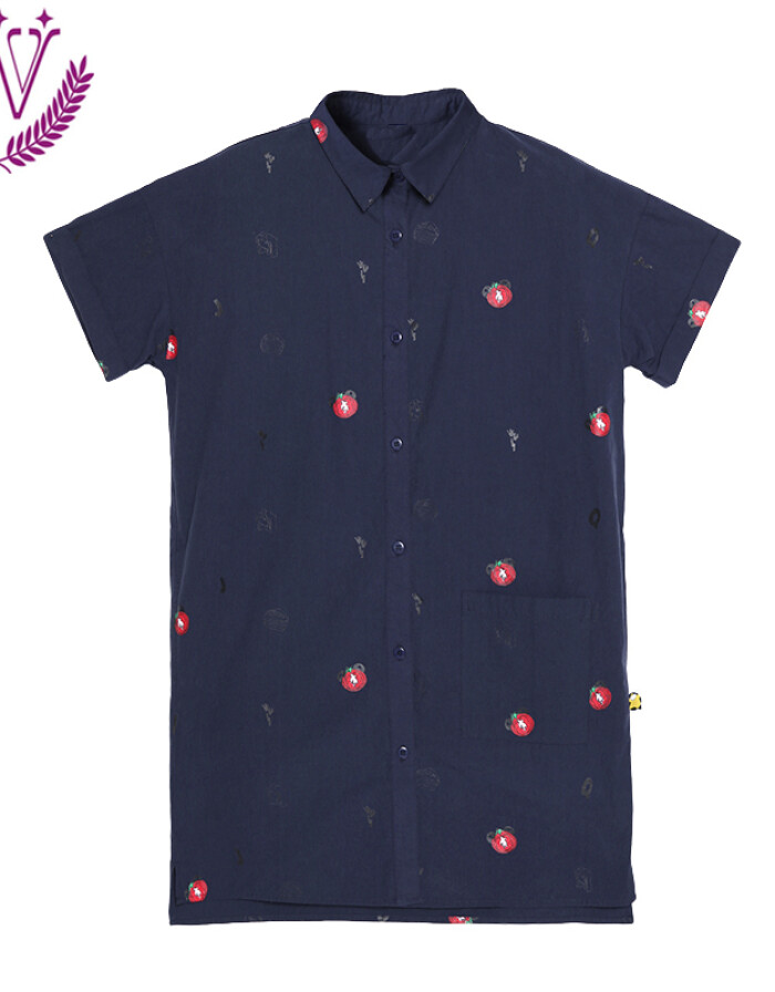 每購MEERYCO 2016年時(shí)尚專柜產(chǎn)品夏裝新款韓版印花甜美小清新中長款襯衣淑女襯衫學(xué)生 珍珠白